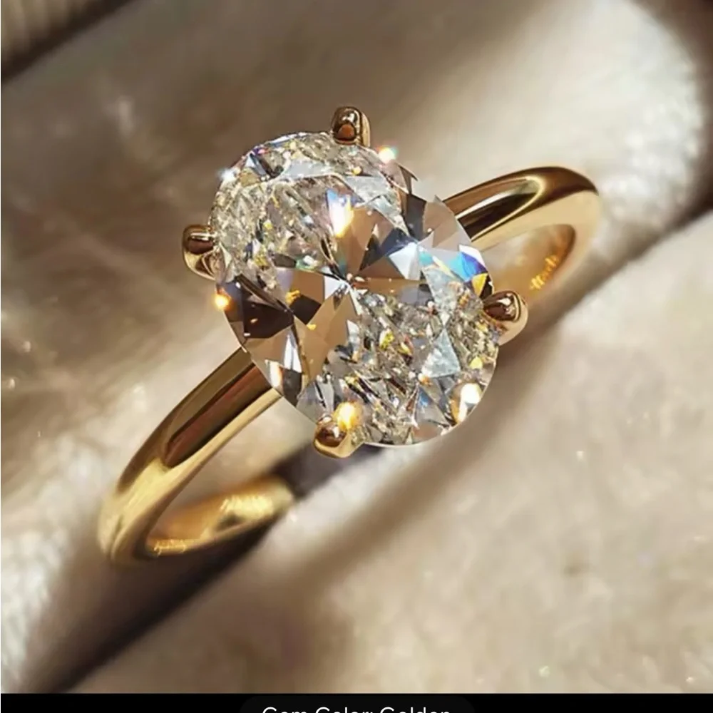 Elegant 14k Gold over 925 Silver Sterling Ring 1 Carat Diamond Ring New in Box - Picture 4 of 4